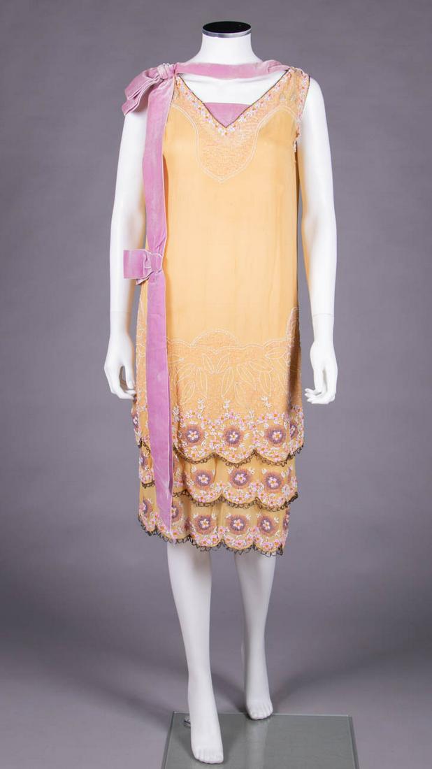 YELLOW BEADED PARTY DRESS, 1920s (1 of 10)