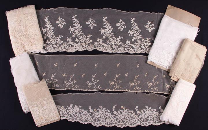 APPLIQUÉ OR EMBROIDERED NET YARDAGE, c. 1900 (1 of 6)