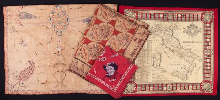 THREE HANDKERCHIEFS & ONE CHAMBA RUMAL, 19TH C & 1949 (1 of 10)