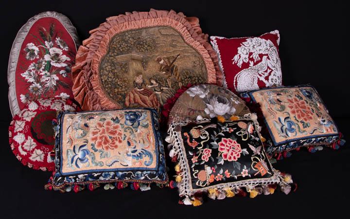 EIGHT BEADED OR EMBROIDERED DECORATIVE PILLOWS (1 of 10)