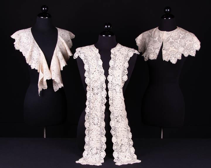 THREE SILK MALTESE COLLARS, LATE 19TH- EARLY 20TH C (1 of 10)