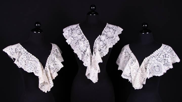 THREE FINE MIXED LACE BERTHA COLLARS, 1890s (1 of 10)