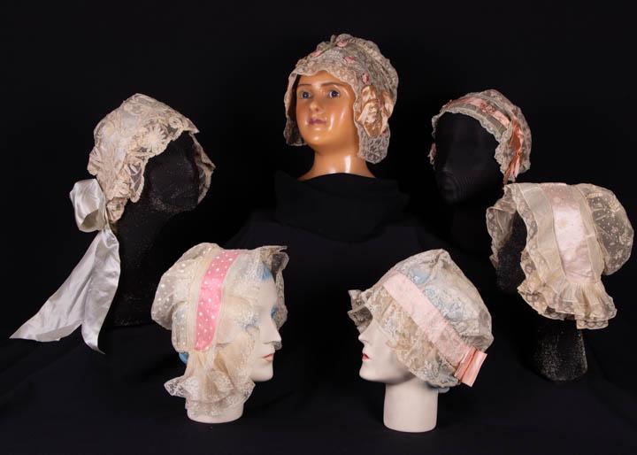 TEN EMBROIDERED OR LACE CAPS, EARLY 20TH C (1 of 10)