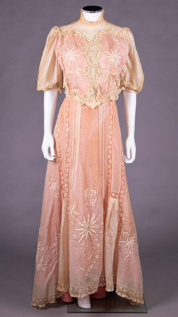 HAND EMBROIDERED TEA GOWN, c. 1910 (1 of 10)