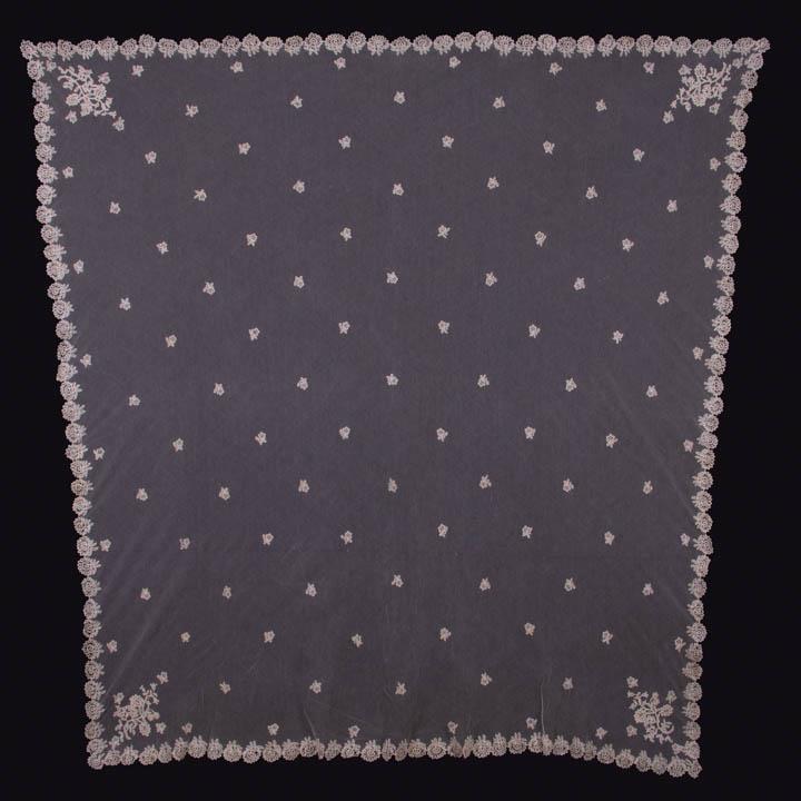 TWO BOBBIN LACE APPLIQUÉ SHAWLS, LATE 19TH C (1 of 9)