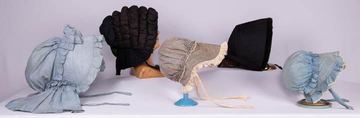 FOUR BONNETS & ONE PUMPKIN HOOD, 1850-1900 (1 of 9)