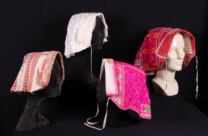 FOUR EMBROIDERED FOLK BONNETS, SLOVAKIA, LATE (1 of 7)