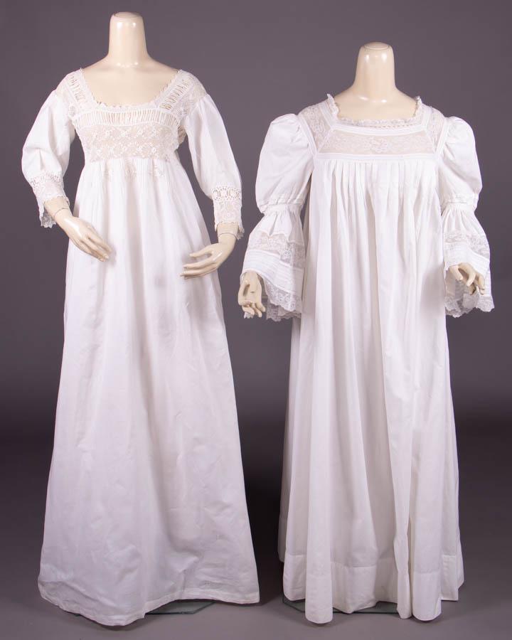 TWO COTTON BEDGOWNS, LATE 19TH -EARLY 20TH C (1 of 10)