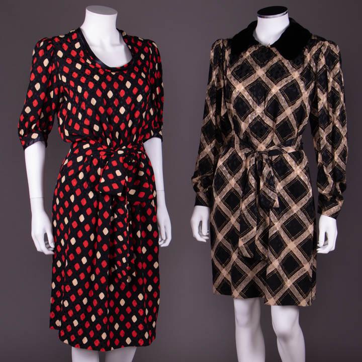 TWO YSL RIVE GAUCHE SILK DAY DRESSES, PARIS, 1970-1980s (1 of 10)