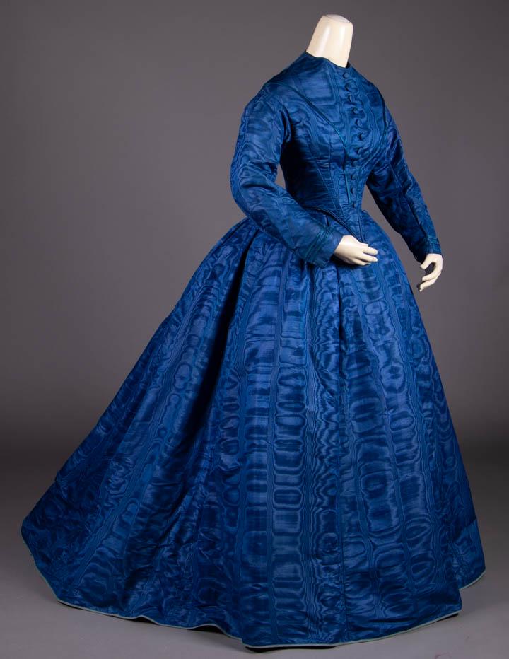 ROLLER STAMPED SILK MOIRÉ DAY DRESS, 1860s (1 of 10)