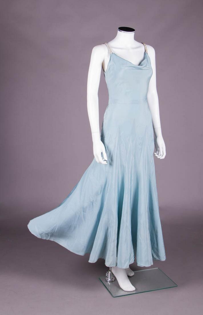 BIAS CUT BLUE EVENING GOWN, 1930s (1 of 10)
