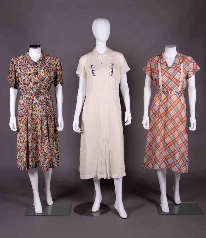 THREE HOUSE OR DAY DRESSES, 1930-1940s (1 of 10)