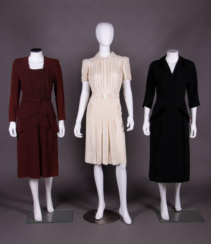 THREE DAY OR EVENING DRESSES, AMERICA, 1940s (1 of 12)