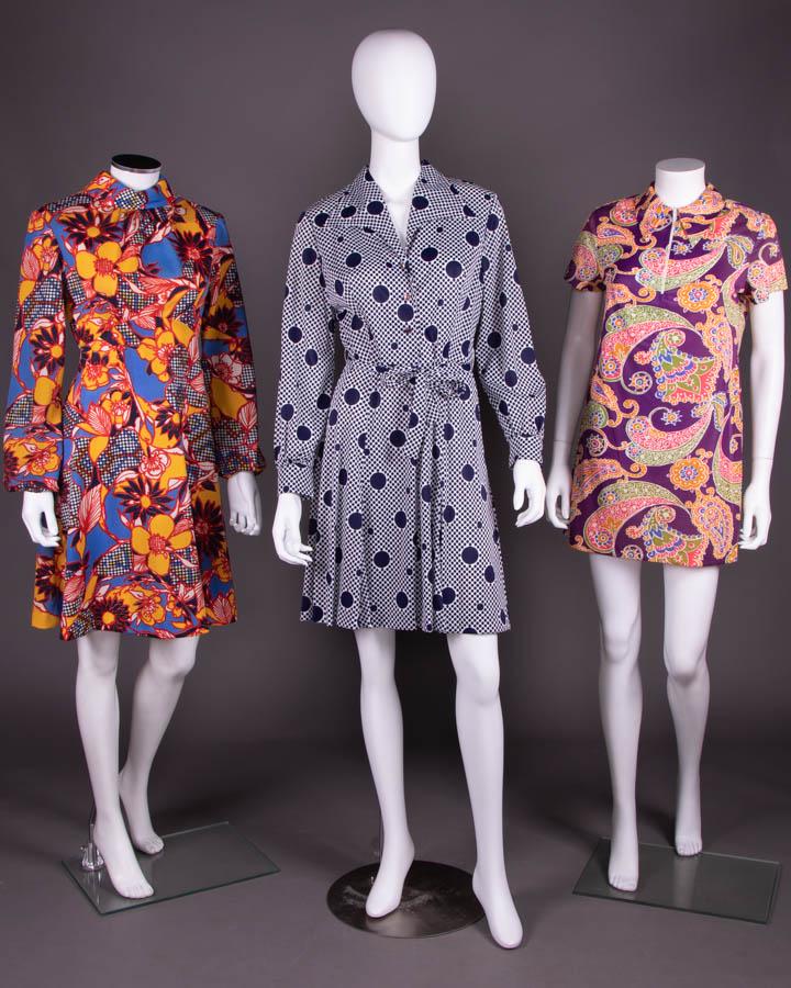 THREE PRINTED KNIT DRESSES, AMERICA, c. 1970 (1 of 9)