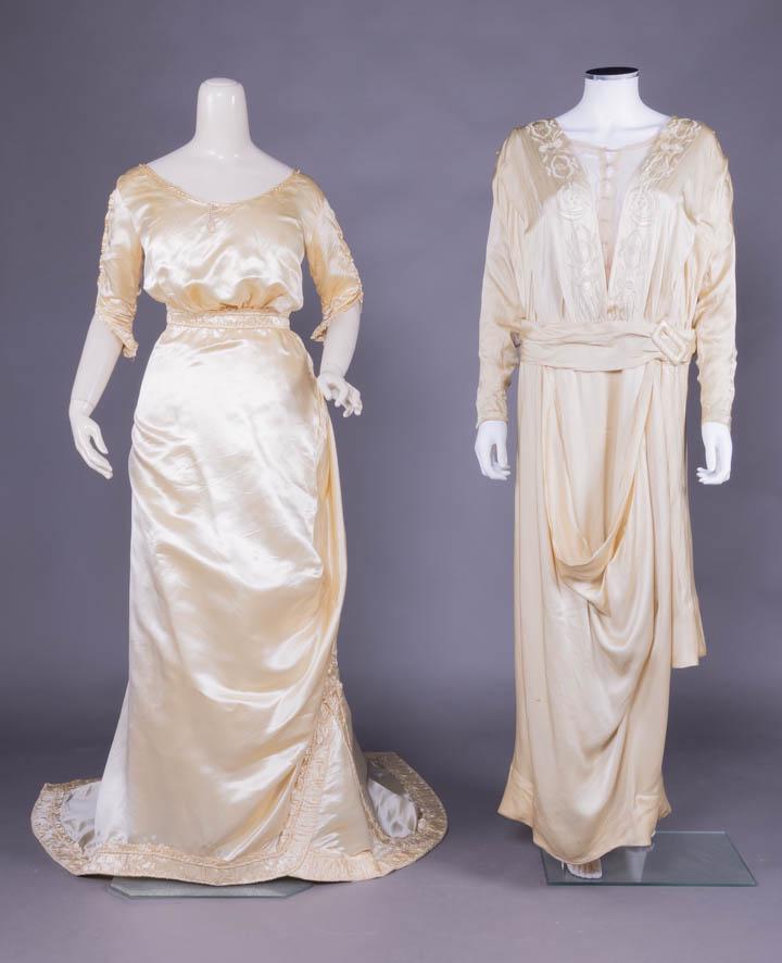 TWO CREAM SILK DRESSES, 1910s (1 of 9)