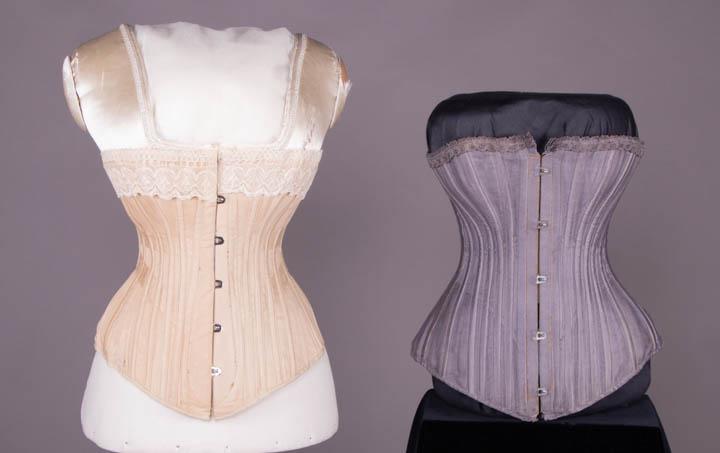 TWO COTTON SATEEN CORSETS, LATE 1880-EARLY 1890s (1 of 10)