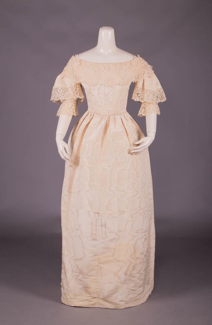 SILK MOIRE WEDDING DRESS, c. 1850 (1 of 9)