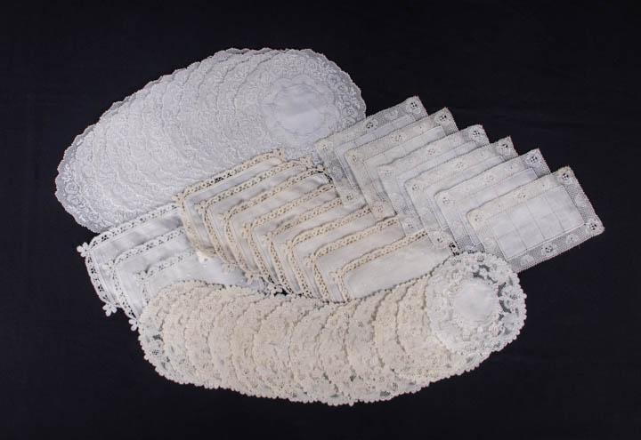 FOUR SETS OF EXCEPTIONAL LACE TABLE LINENS, LATE 19TH-EARLY 20TH C (1 of 10)