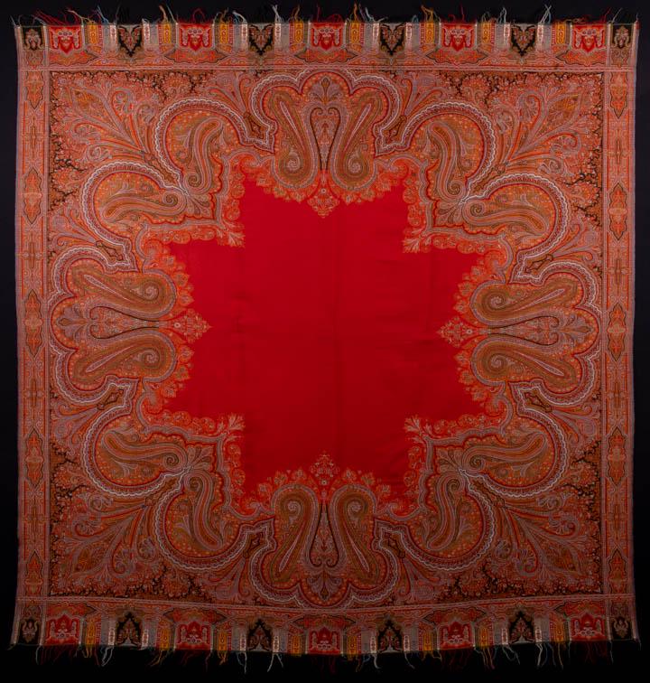JACQUARD WOVEN PAISLEY SHAWL, LATE 1850s (1 of 6)