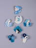 SEVEN LEA STEIN BLUE & WHITE BROOCHES, PARIS