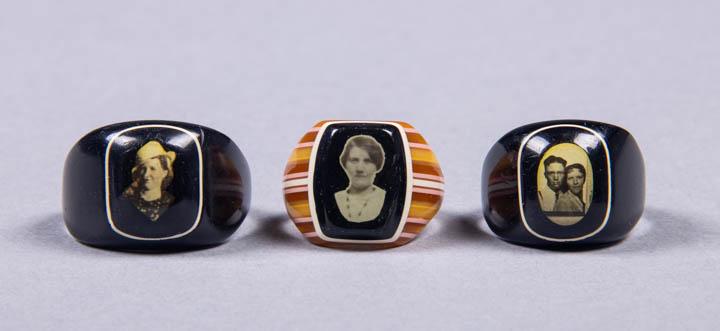 THREE CELLULOID PRISON RINGS, AMERICA, 1930-1940s (1 of 10)