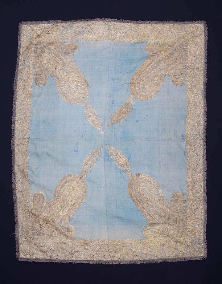 METALLIC & SILK THREAD EMBROIDERED PANEL, MID 19TH C (1 of 8)