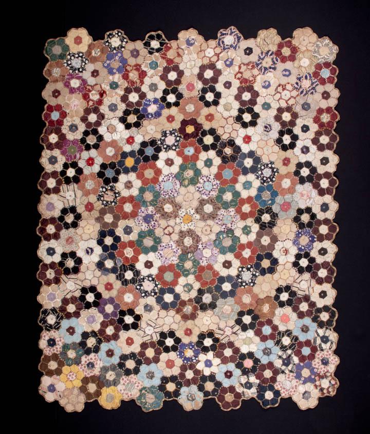 SILK HEXAGON QUILT, c. 1900 (1 of 8)