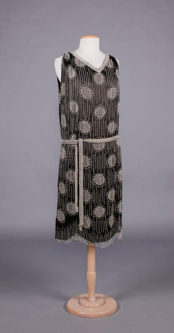 SILK SATIN CRYSTAL BEADED PARTY DRESS, 1920s (1 of 10)