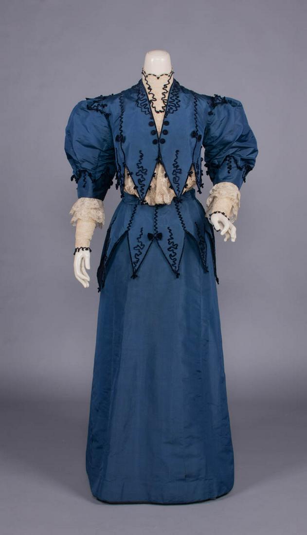 BLUE SILK TAFFETA FANCY DRESS, MID 1890s (1 of 10)