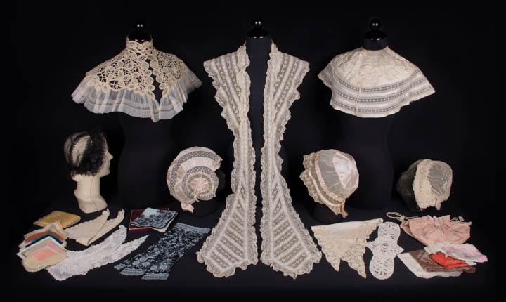 GENEROUS LOT OF LACE ACCESSORIES, 1860-1920s (1 of 10)