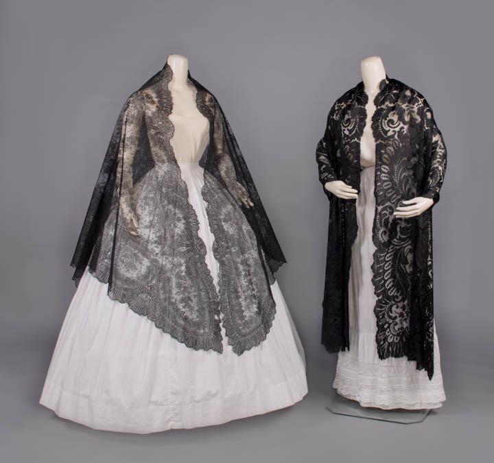 CHANTILLY OR MANTILLA LACE SHAWLS, 1850-1860s (1 of 10)