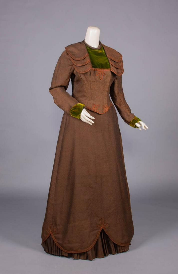 WOOL & SILK VELVET DAY DRESS, 1880s (1 of 10)