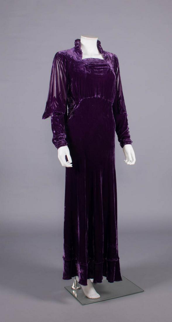 DEVORE SILK VELVET EVENING DRESS, 1930s (1 of 10)