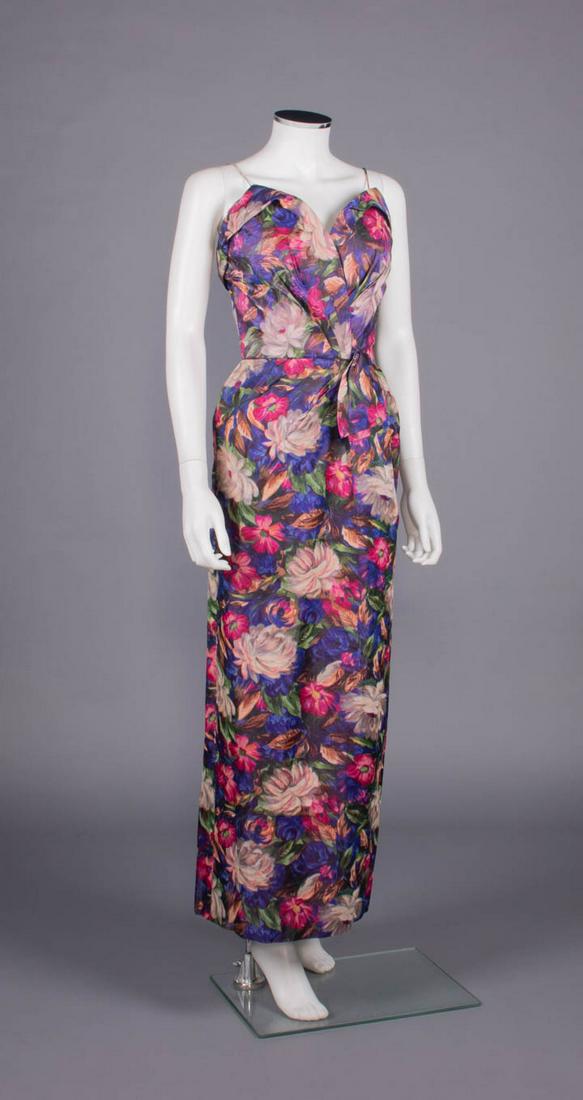 CEIL CHAPMAN SILK EVENING DRESS, AMERICA, 1950s (1 of 10)