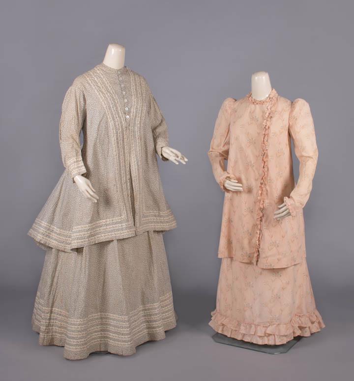 TWO COTTON AT-HOME DAY DRESSES, c. 1877 & 1890s (1 of 10)