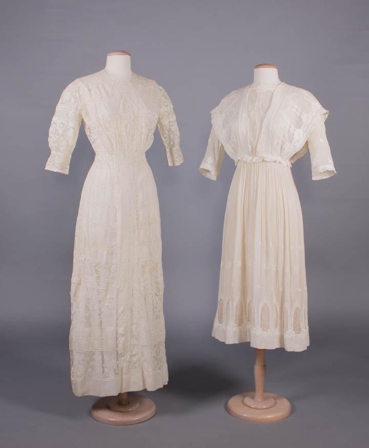 TWO COTTON & LACE TEA DRESSES, c. 1912 (1 of 10)