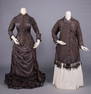 SILK TAFFETA & DAMASK VISITING GOWN, c. 1879