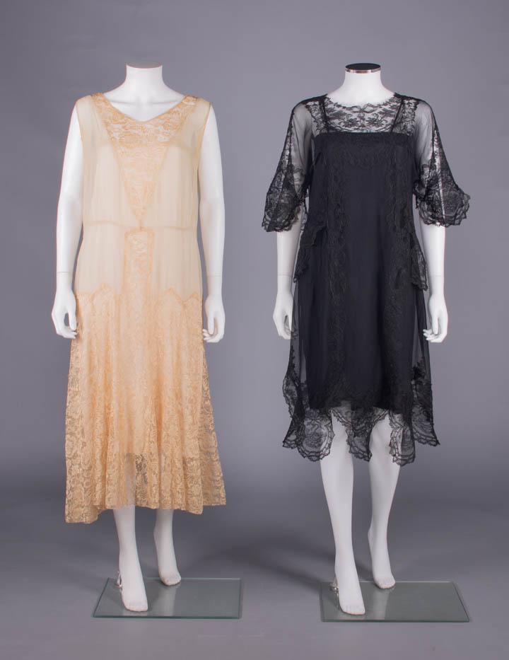 TWO CHIFFON & LACE EVENING DRESSES, 1920s (1 of 10)
