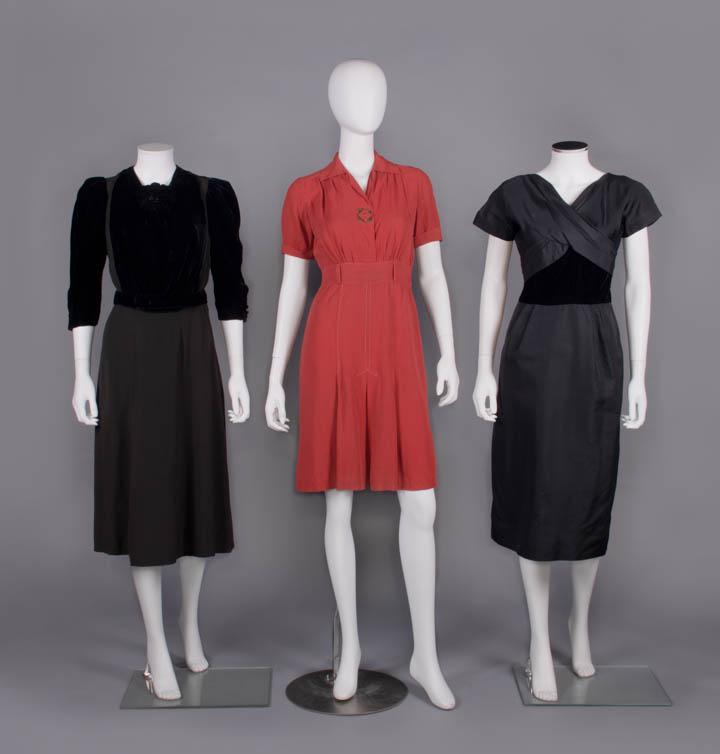 THREE DAY OR COCKTAIL DRESSES, LATE 1930-1940s (1 of 10)