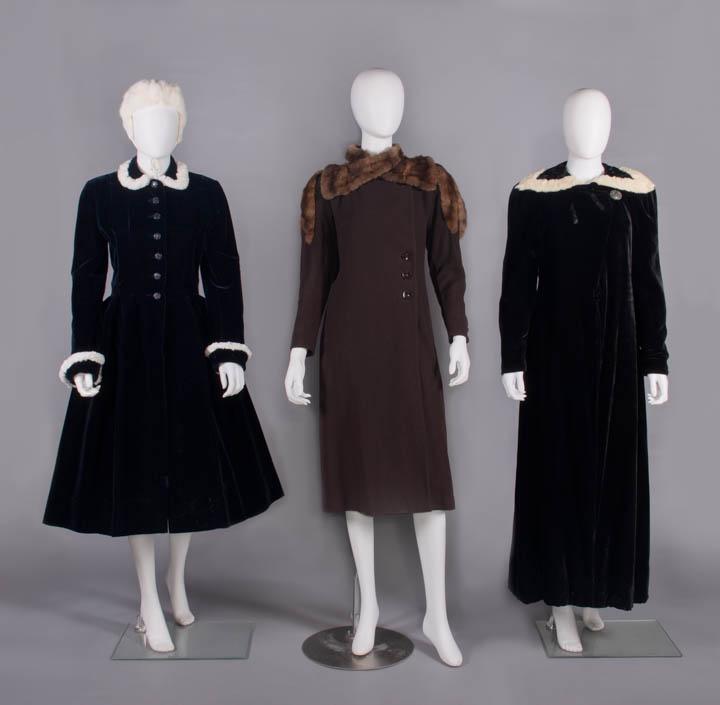 THREE VELVET OR WOOL COATS, NYC, 1930-1950s (1 of 10)