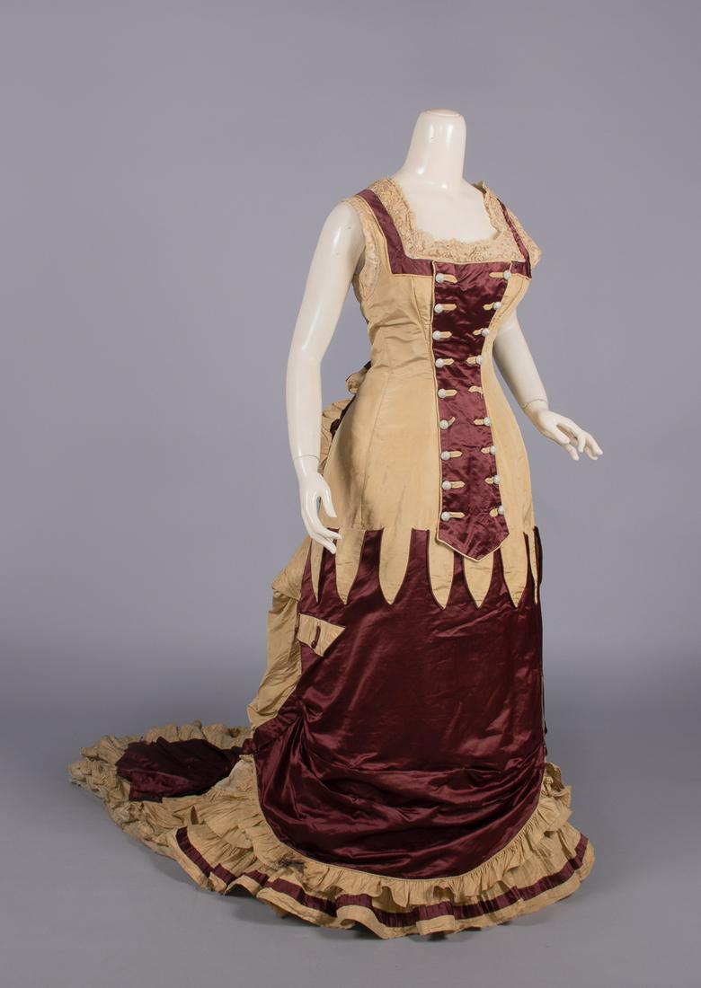 Silk Rep Satin Evening Gown C. 1876