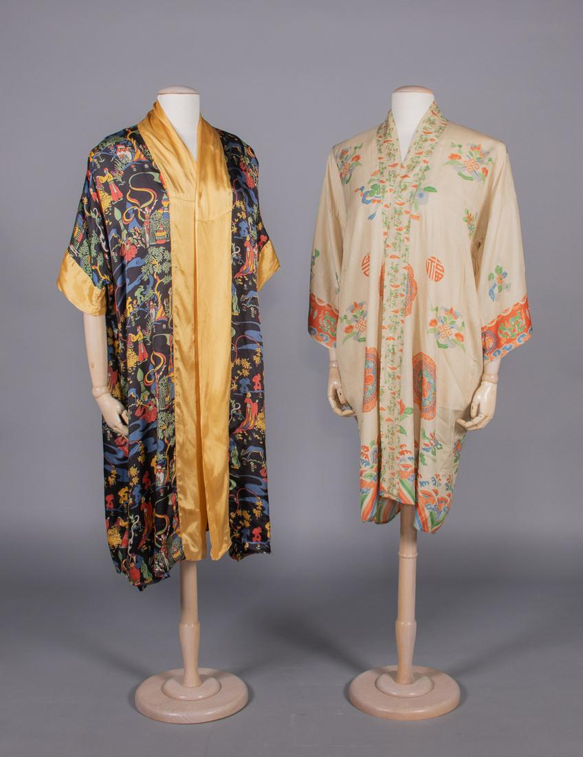 TWO PRINTED KIMONO STYLE ROBES, 1930-1940s (1 of 10)