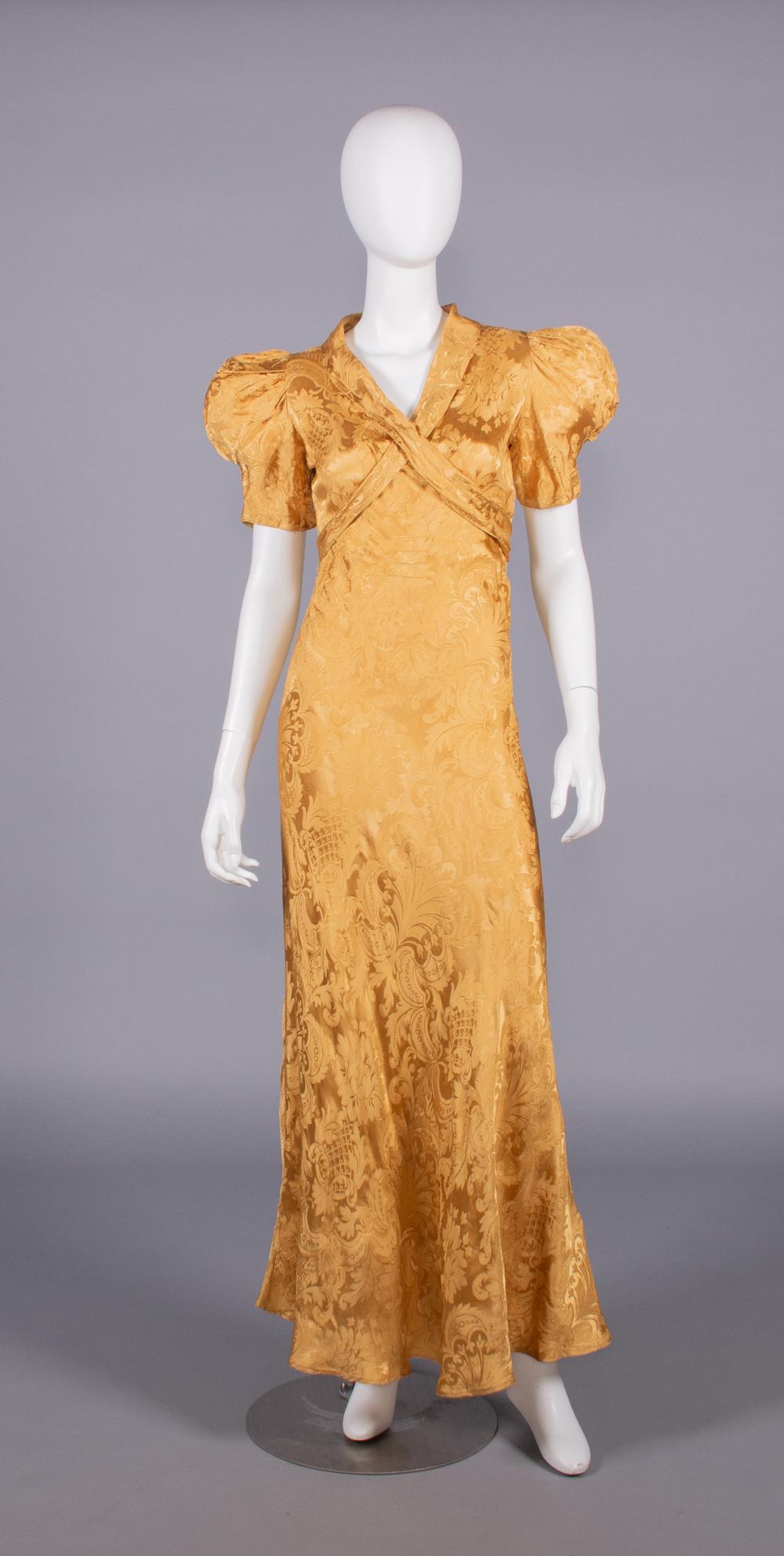 PATTERNED SILK EVENING DRESS, c. 1936 (1 of 10)