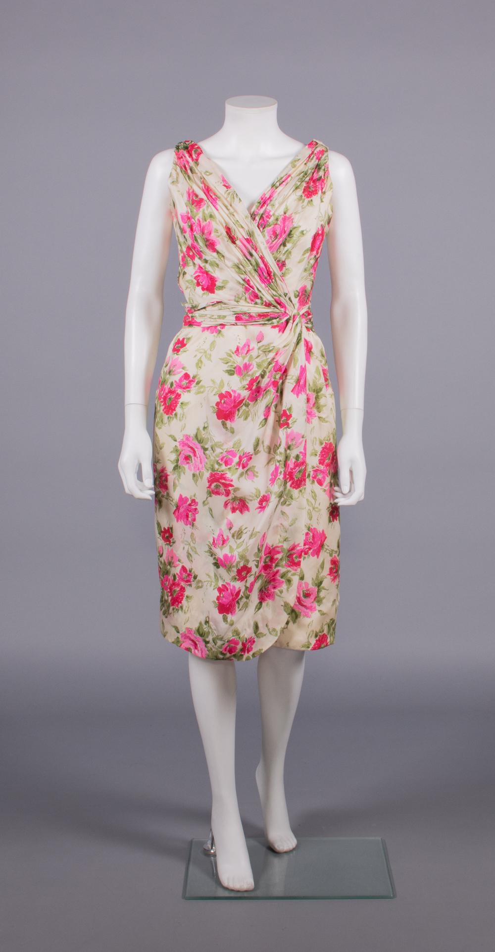 CEIL CHAPMAN PRINTED SILK PARTY DRESS, AMERICA, 1950s (1 of 10)