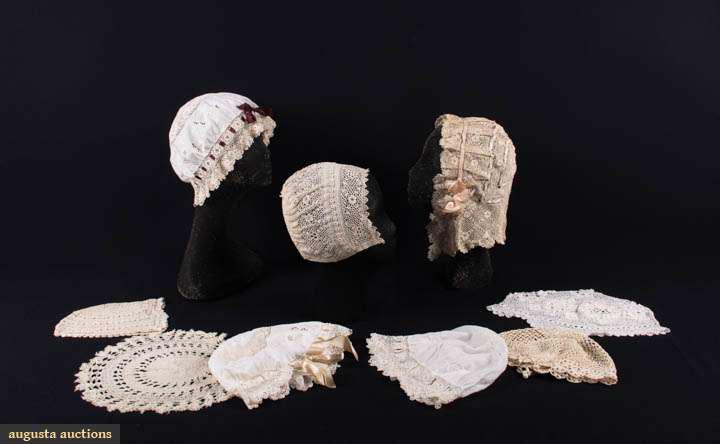EIGHT CROCHET & EMBROIDERED BOUDOIR CAPS, 1910-1920s (1 of 10)