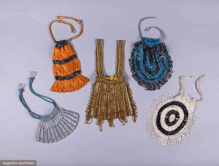 FIVE KNITTED BEADED BAGS, 1920s (1 of 10)