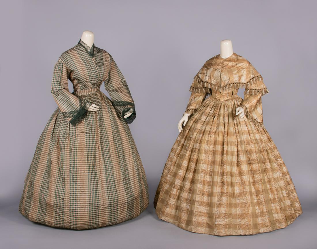 TWO SILK TAFFETA DAY DRESSES, MID 1850s (1 of 10)