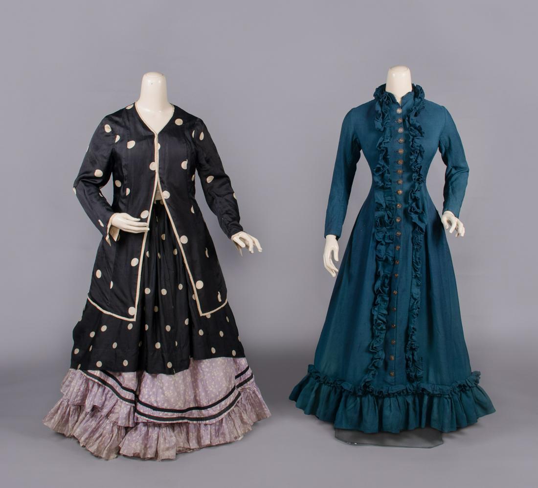TWO SILK OR WOOL DAY DRESSES, LATE 1870s & 1900s (1 of 12)