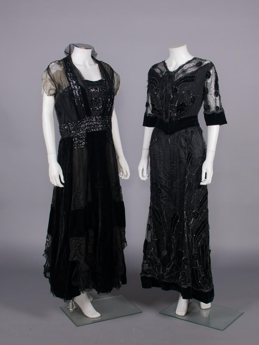 TWO SEQUINED & BEADED EVENING DRESSES, LONDON, 1910s (1 of 10)