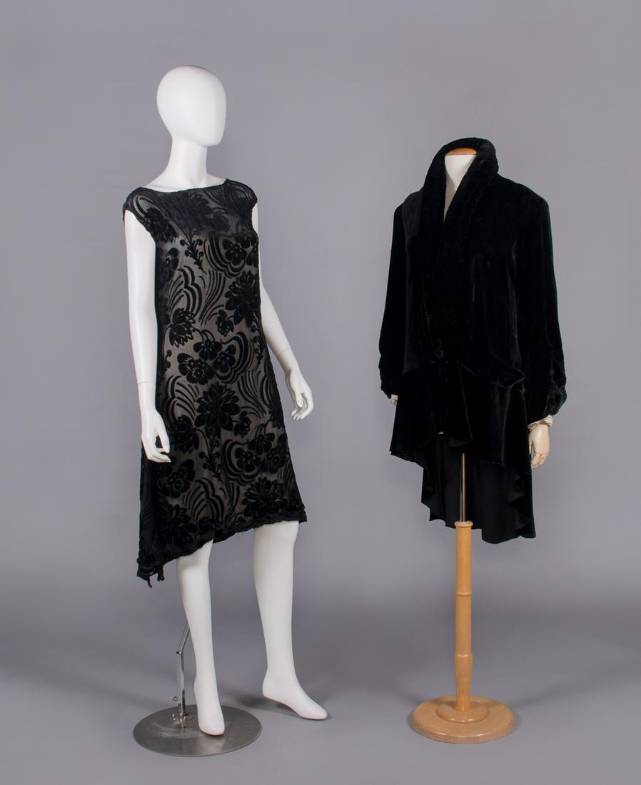 SILK VELVET PARTY DRESS & EVENING JACKET, LATE 1920s-EARLY 1930s (1 of 9)